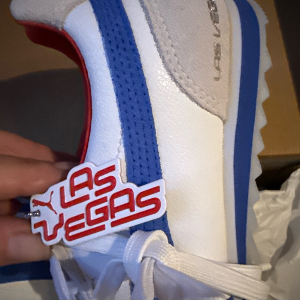 Puma Kids White and Blue Sneakers